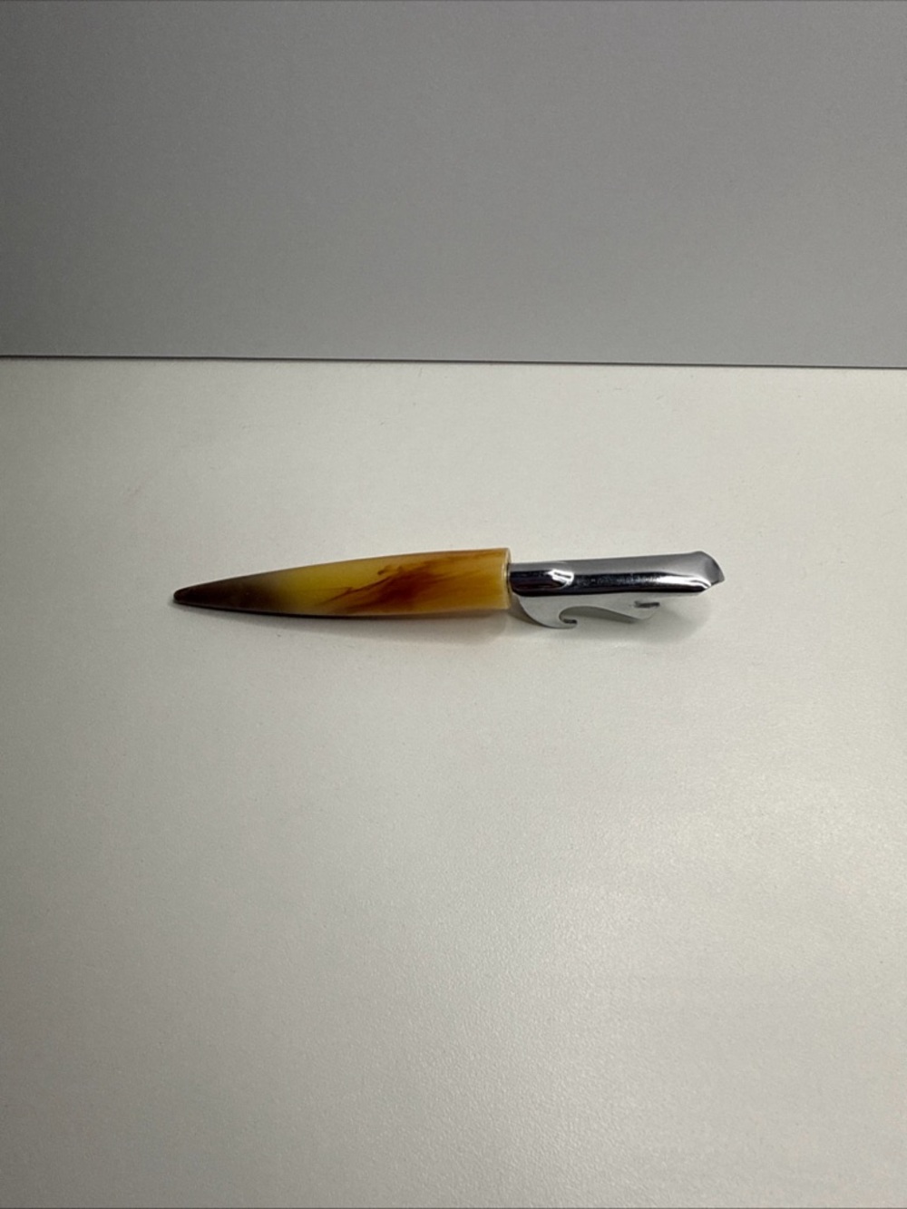 Vintage Bottle Opener with BakeliteYellow Marbled Handle - Picture 8 of 10